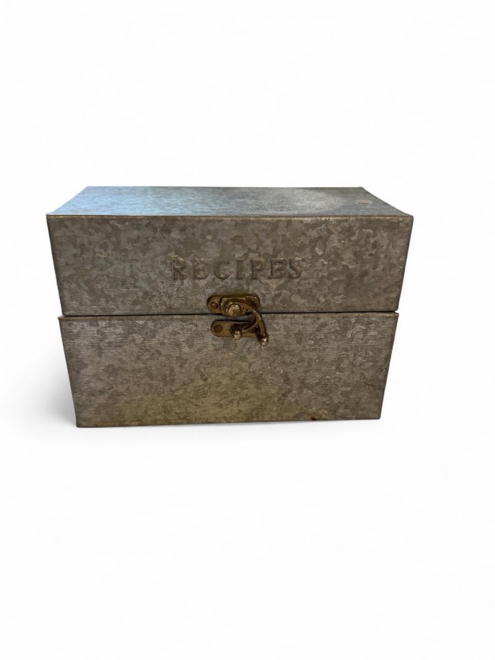 Galvanized metal recipe box